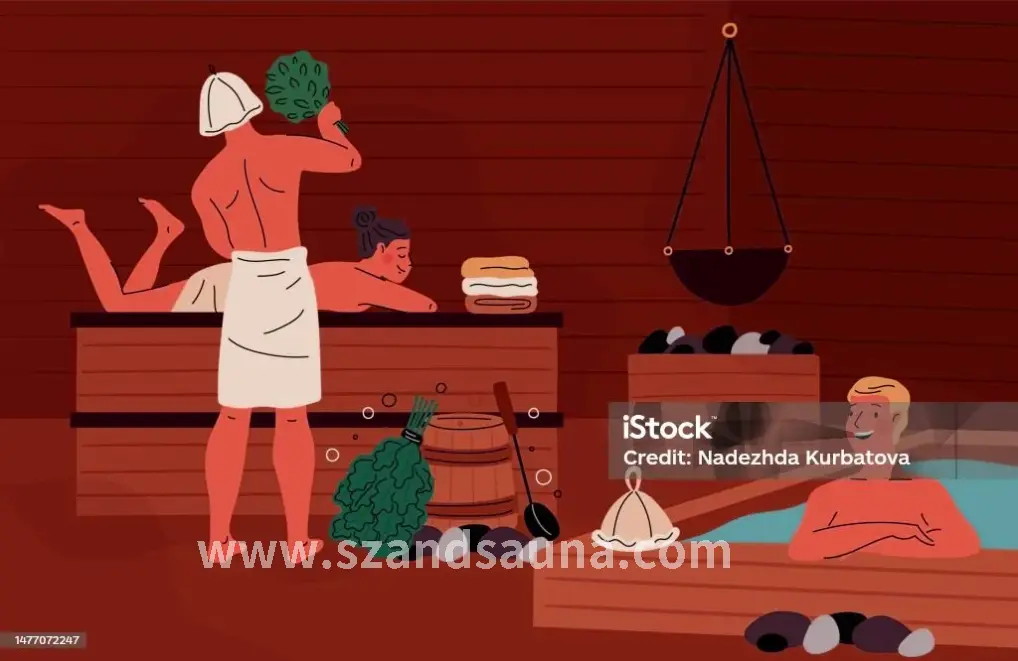 桑拿房内的热气蒸腾